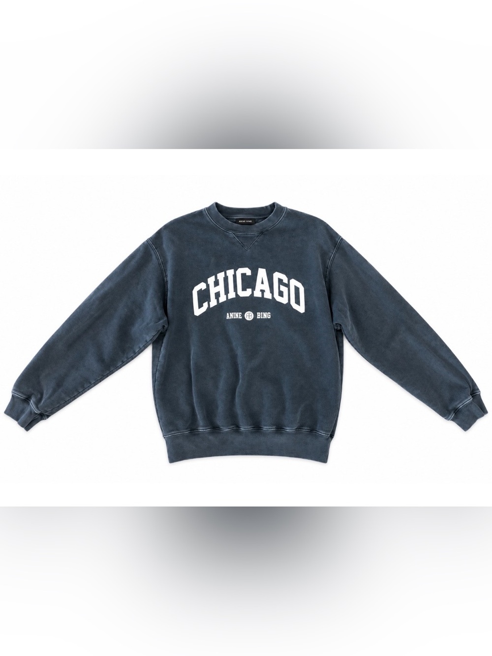 Anine Bing Navy Crewneck with White Chicago Print